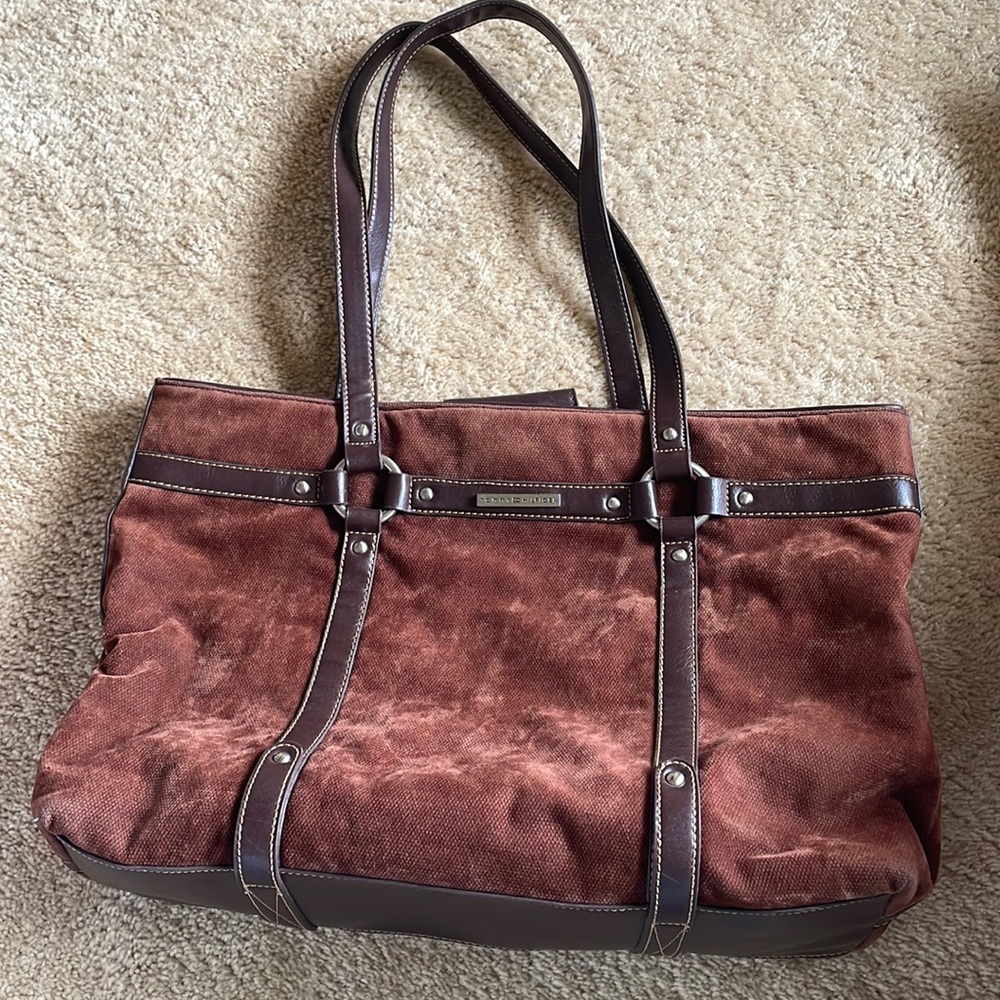 Tommy Hilfiger brown suede shoulder bag